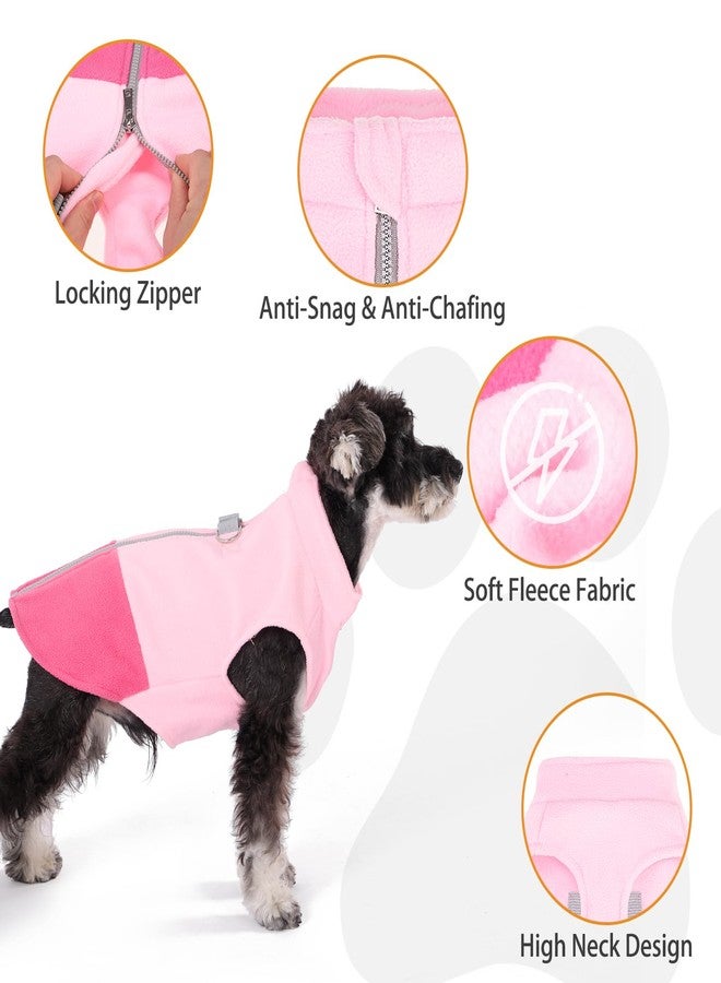 كولتيل سترة صوفية للكلاب من KOOLTAIL، سترة دافئة سهلة الارتداء بسحاب مع حلقتين على شكل حرف D لربط المقود، مناسبة للكلاب الصغيرة والمتوسطة، معاطف شتوية ناعمة ومريحة للحيوانات الأليفة، ملابس خريفية بغطاء رأس للأولاد والبنات، لون وردي مقاس صغير - Image 4